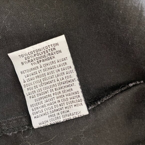 Distressed Vintage BLOSSOM Button Down Women Denim Jacket Black Classic Fit Sz L - Picture 5 of 6